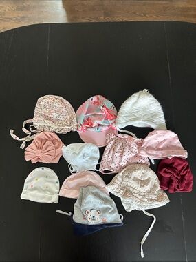 Baby Girls Assorted Pink & White Hat Lot - Mixed Brands
